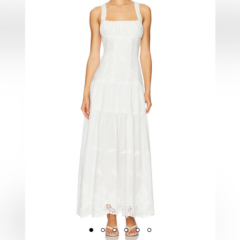 WeWoreWhat White Embroidered Tiered Peplum Midi Dress, Size M, NWT